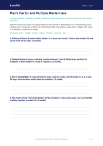 Free Factors And Multiples Template | Grade 3 | Math | BookFlik