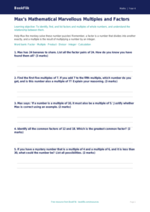 Free Factors And Multiples Worksheet | Grade 3 | Math | BookFlik