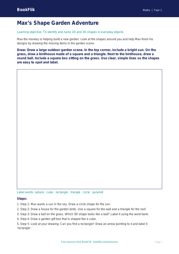 Free Geometry Drawing Sheet | Kindergarten | Math | BookFlik worksheet preview — Maths Geometry