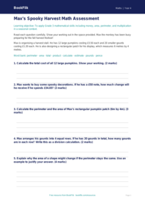 Math halloween maths assessment grade 3 greater depth