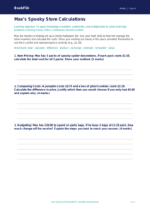 Free Halloween Maths Template | Grade 3 | Math | BookFlik
