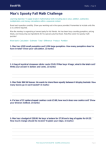 Free Halloween Maths Assessment | Grade 4 | Math | BookFlik