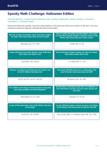 Free Halloween Maths Flashcards | Grade 4 | Math | BookFlik