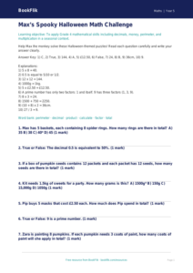 Free Halloween Maths Quiz | Grade 4 | Math | BookFlik