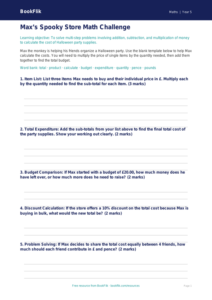 Free Halloween Maths Template | Grade 4 | Math | BookFlik