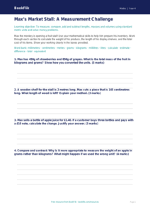 Free Measurement Template | Grade 3 | Math | BookFlik