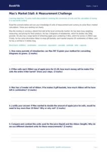 Free Measurement Track Sheet | Grade 3 | Math | BookFlik
