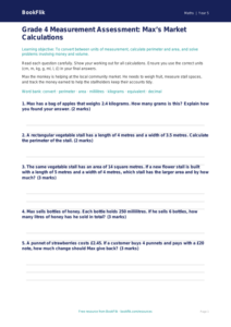 Free Measurement Assessment | Grade 4 | Math | BookFlik