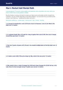 Free Mental Maths Activity Sheet | Grade 3 | Math | BookFlik
