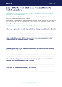 Math mental maths assessment grade 3 core