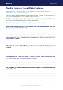 Free Mental Maths Assessment | Grade 3 | Math | BookFlik