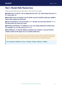Free Mental Maths Poster | Grade 3 | Math | BookFlik