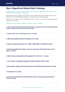 Free Mental Maths Quiz | Grade 3 | Math | BookFlik
