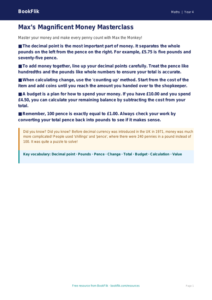 Free Money Poster | Grade 3 | Math | BookFlik