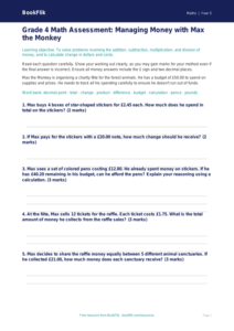 Free Money Assessment | Grade 4 | Math | BookFlik
