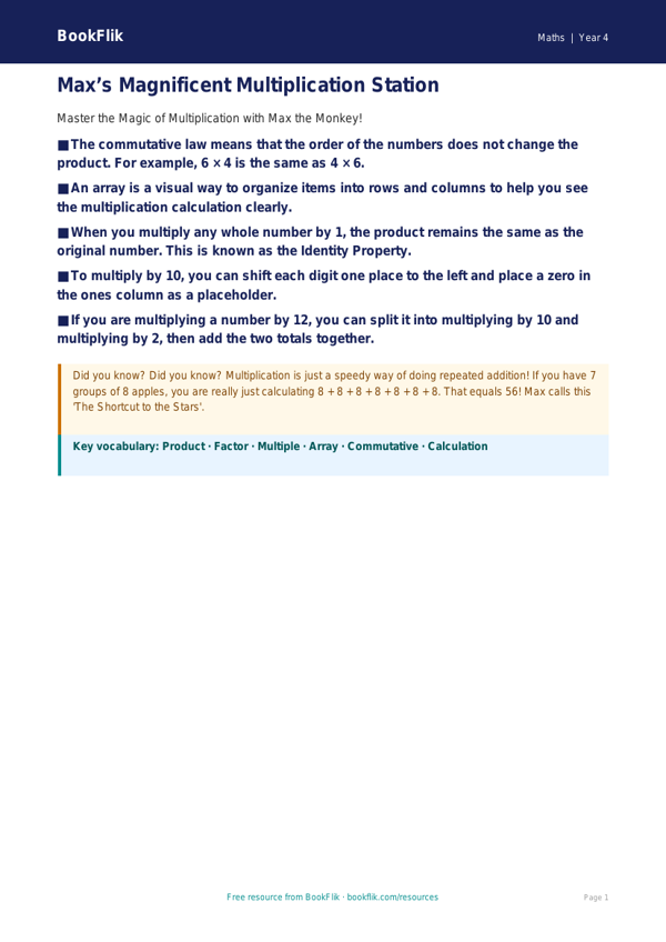 Math multiplication poster grade 3 greater depth worksheet preview — Maths Multiplication
