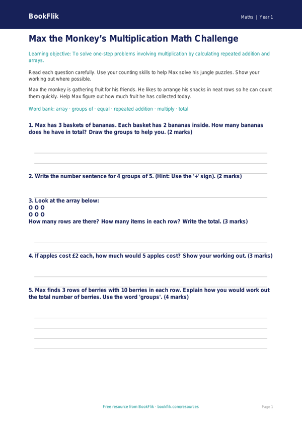 Kindergarten Math: Introduction to Equal Groups | BookFlik worksheet preview — Maths Multiplication