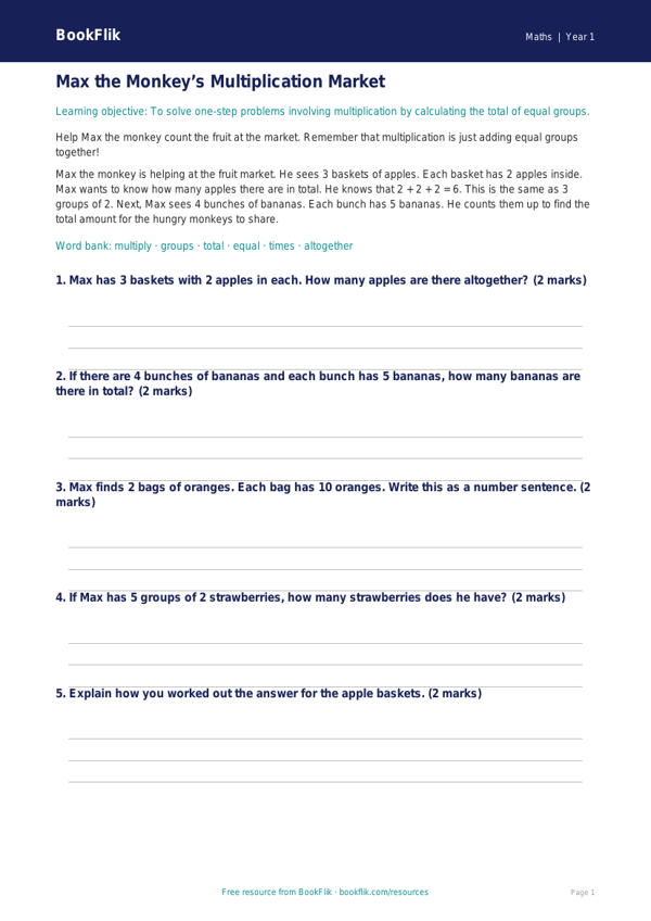 Kindergarten Math Foundations: Introduction to Equal Groups | BookFlik worksheet preview — Maths Multiplication