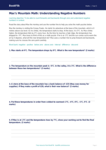 Free Negative Numbers Track Sheet | Grade 4 | Math | BookFlik