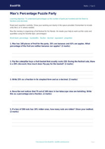 Free Percentages Worksheet | Grade 4 | Math | BookFlik