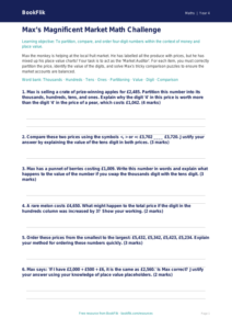 Math place value activity sheet grade 3 greater depth
