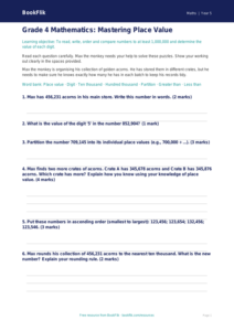 Free Place Value Assessment | Grade 4 | Math | BookFlik