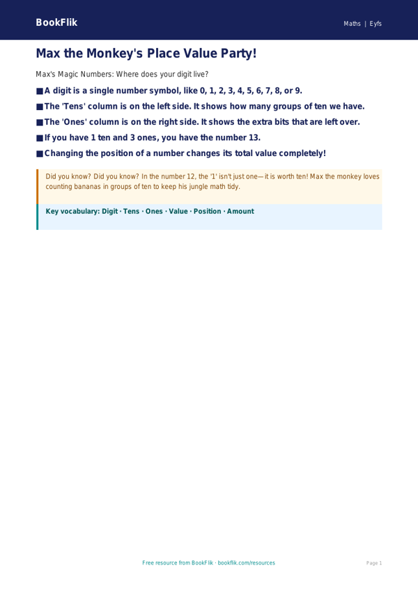 Free Place Value Poster | Pre-K | Math | BookFlik worksheet preview — Maths Place Value