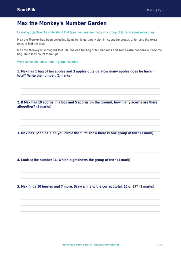 Free Place Value Worksheet | Pre-K | Math | BookFlik worksheet preview — Maths Place Value