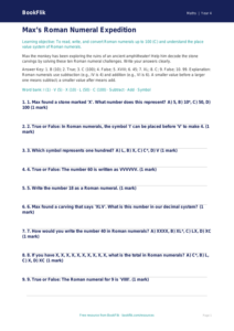 Free Roman Numerals Quiz | Grade 3 | Math | BookFlik