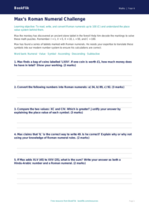 Free Roman Numerals Worksheet | Grade 3 | Math | BookFlik