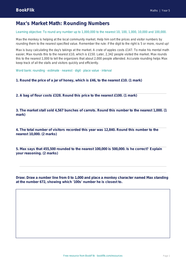 Free Rounding Track Sheet | Grade 4 | Math | BookFlik worksheet preview — Maths Rounding