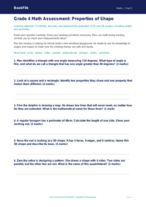 Free Shape Assessment | Grade 4 | Math | BookFlik