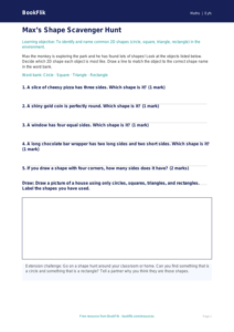 Free Shape Activity Sheet | Pre-K | Math | BookFlik