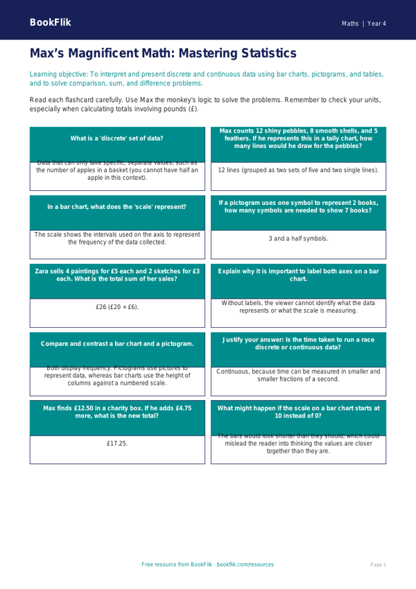 Math statistics flashcards grade 3 greater depth worksheet preview — Maths Statistics