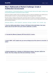 Free Subtraction Assessment | Grade 3 | Math | BookFlik