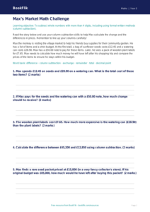 Free Subtraction Track Sheet | Grade 4 | Math | BookFlik