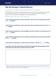 Free Subtraction Activity Sheet | Kindergarten | Math | BookFlik