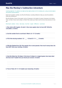 Free Subtraction Assessment | Kindergarten | Math | BookFlik