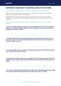 Free Symmetry Worksheet | Grade 3 | Math | BookFlik