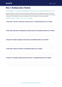 Free Times Tables Activity Sheet | Grade 4 | Math | BookFlik