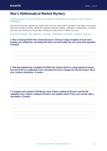Free Word Problems Template | Grade 3 | Math | BookFlik
