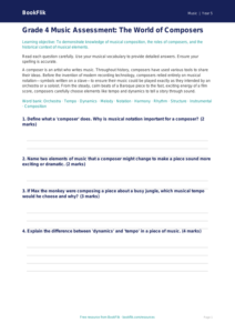 Free Composers Assessment | Grade 4 | Music | BookFlik