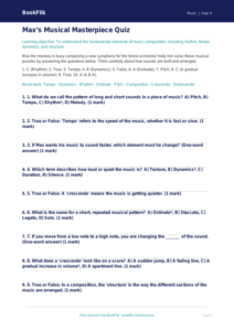 Free Composition Quiz | Grade 3 | Music | BookFlik