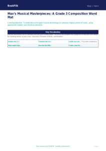 Free Composition Word Mat | Grade 3 | Music | BookFlik