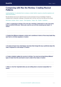 Free Composition Worksheet | Grade 4 | Music | BookFlik