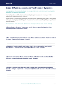 Dynamics Assessment Grade 3 | Music Theory Worksheet | BookFlik