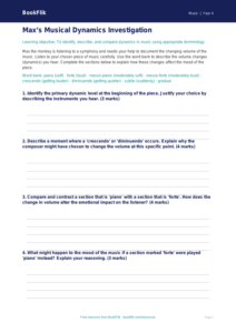 Dynamics in Music Worksheet | Grade 3 Music Lesson | BookFlik