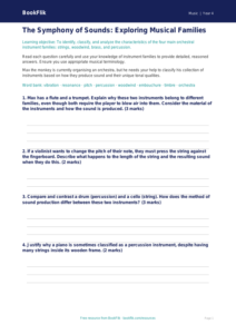 Free Instruments Worksheet | Grade 3 | Music | BookFlik