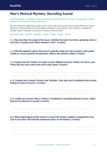 Free Musical Elements Activity Sheet | Grade 3 | Music | BookFlik