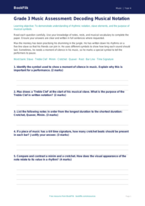 Free Music Notation Assessment | Grade 3 | BookFlik